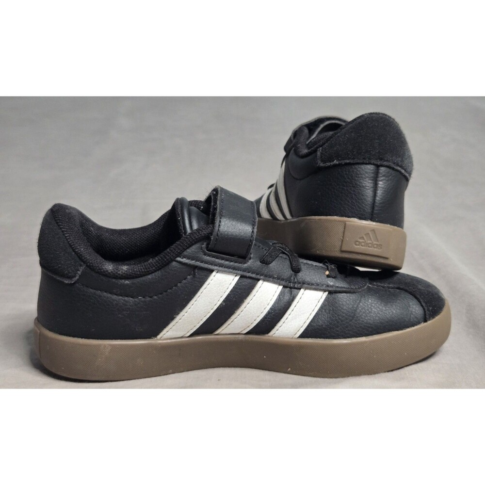 Adidas VL Court 3.0 Kids Unisex Black/White Hook & Loop Low Top US 3